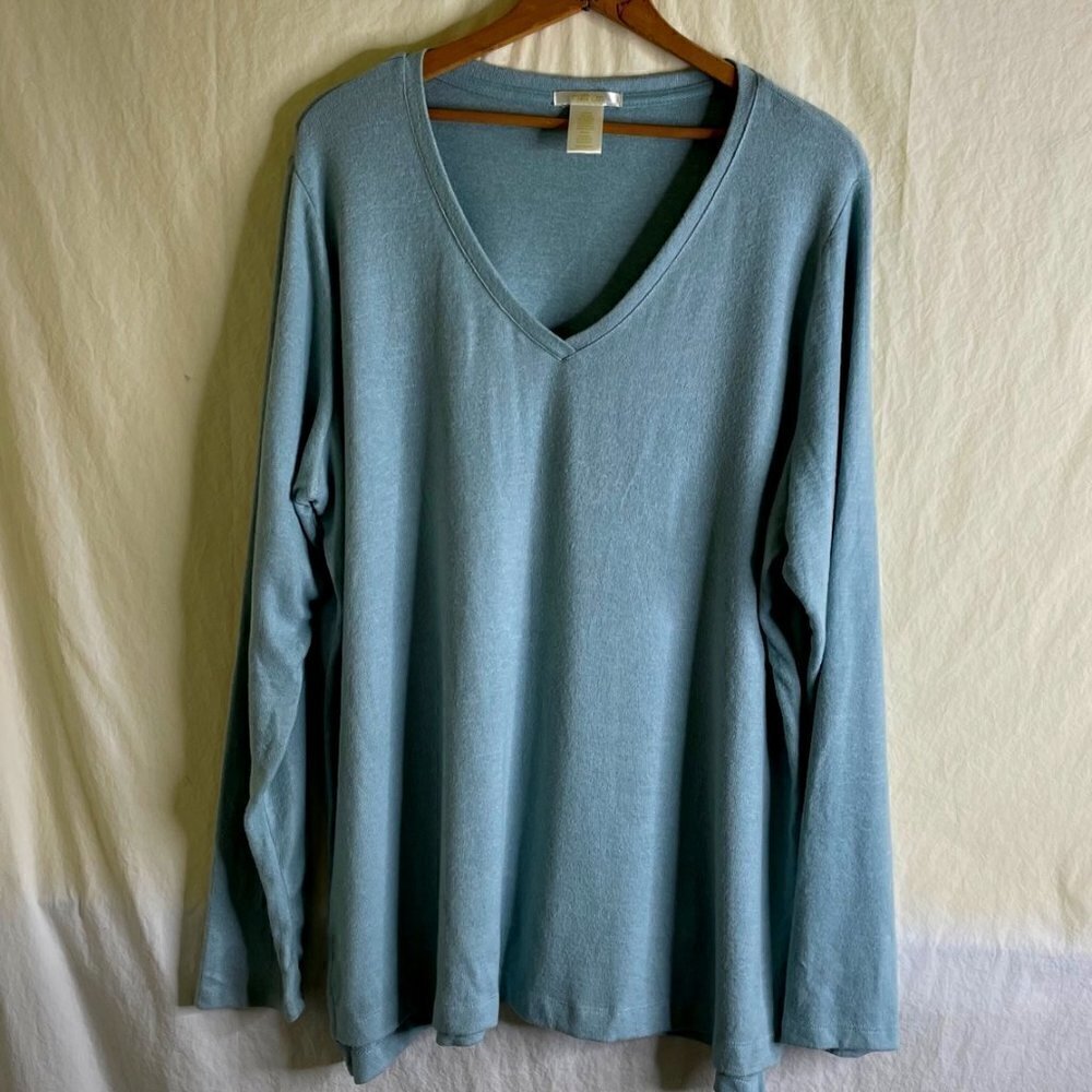 Matty M Ladies Plus Size V-Neck Sweater Blue Size XXL / 2XL *